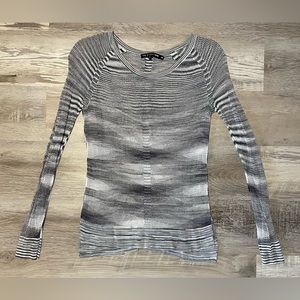 Rag & Bone Woven Sweater size XS Black & White Striped Scoop Neck Mesh Modern